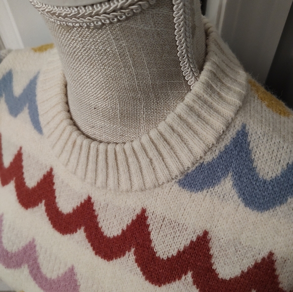 💕 EUC Greylin Brand Janey Ivory Wave Retro Look Fitted Sweater, Ladie's, Small - Picture 12 of 15